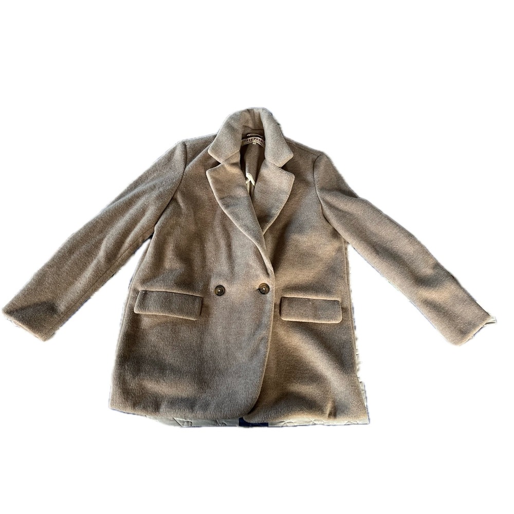 Free People Oversized Double Breasted Wool Blend Blazer Coat Tan Size S - Picture 2 of 9